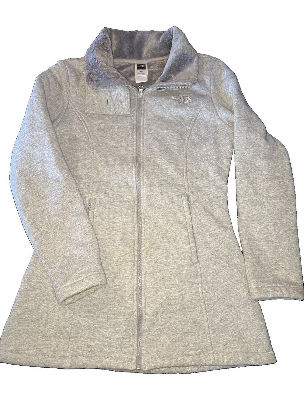 The North Face Crescent Full Zip Fleece Parka Jacket Gray Womens Medium M Coat